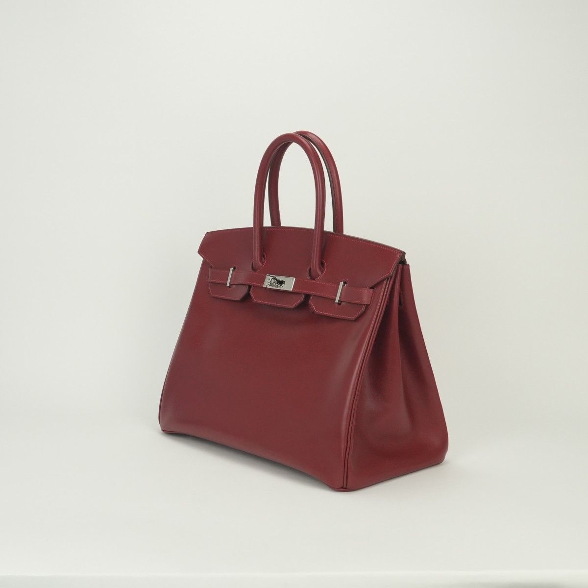 Hermes Birkin 35 Tote Box Calf Rouge Vif Rougevif Red Silver — view 2