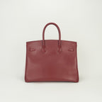 Hermes Birkin 35 Tote Box Calf Rouge Vif Rougevif Red Silver — view 3