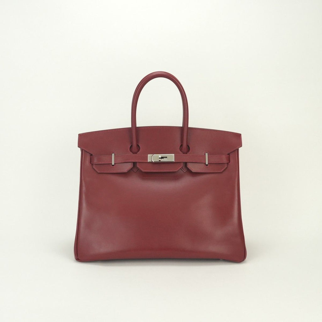 Hermes Birkin 35 Tote Box Calf Rouge Vif Rougevif Red Silver