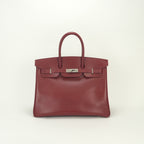 Hermes Birkin 35 Tote Box Calf Rouge Vif Rougevif Red Silver