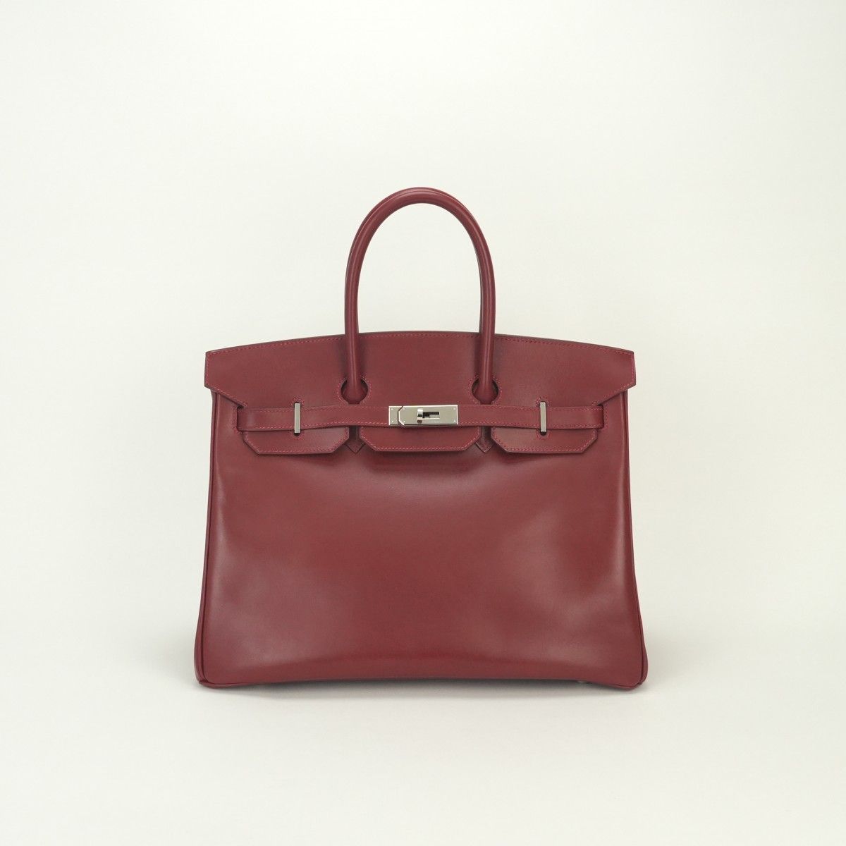 Hermes Birkin 35 Tote Box Calf Rouge Vif Rougevif Red Silver