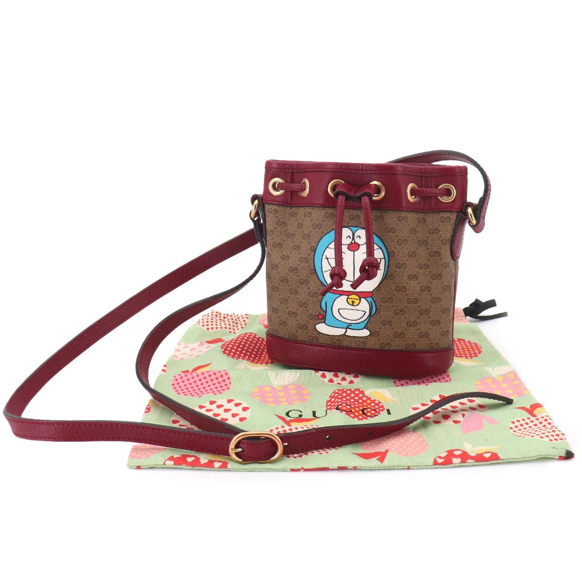Gucci Doraemon Mini GG Supreme Mini Bucket Bag Brown — view 2