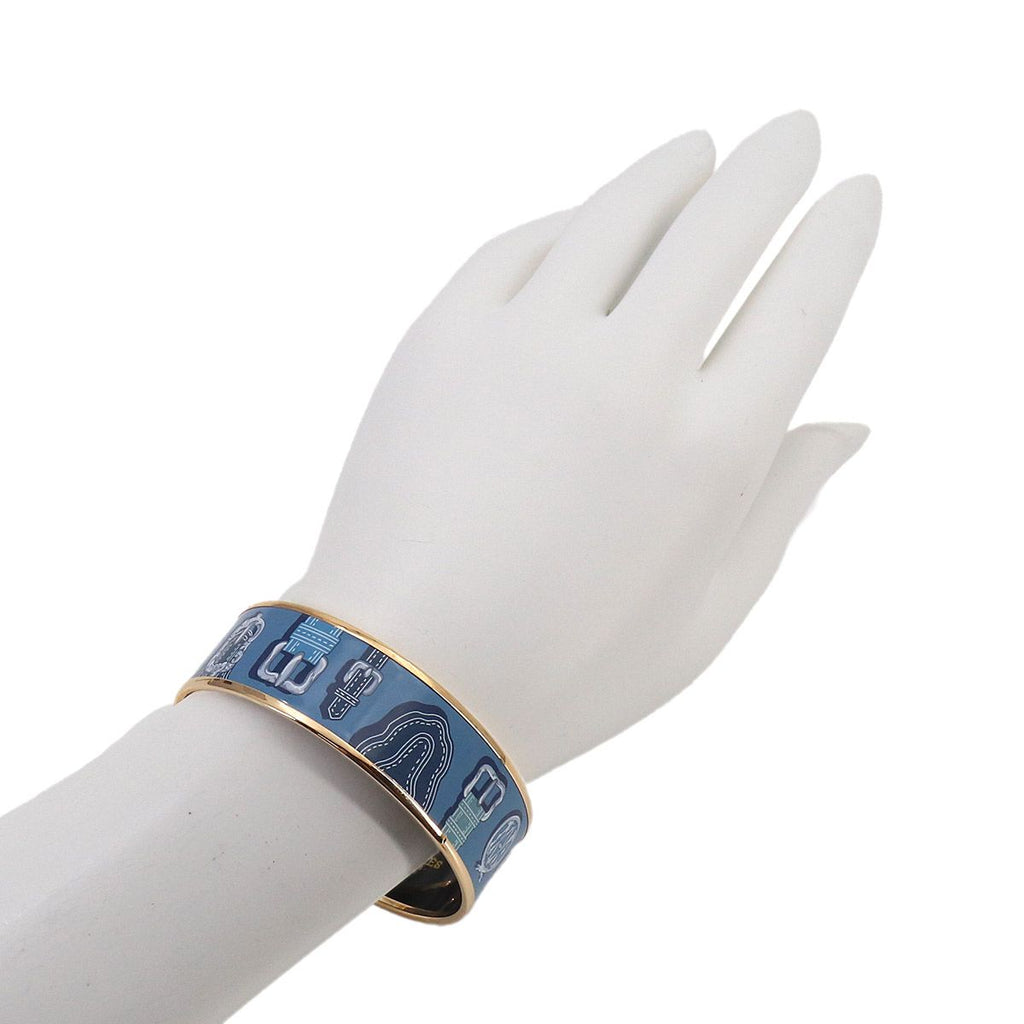 Hermes Enamel GM Bangle Bracelet Blue Multicolor Gold Email GM — view 4