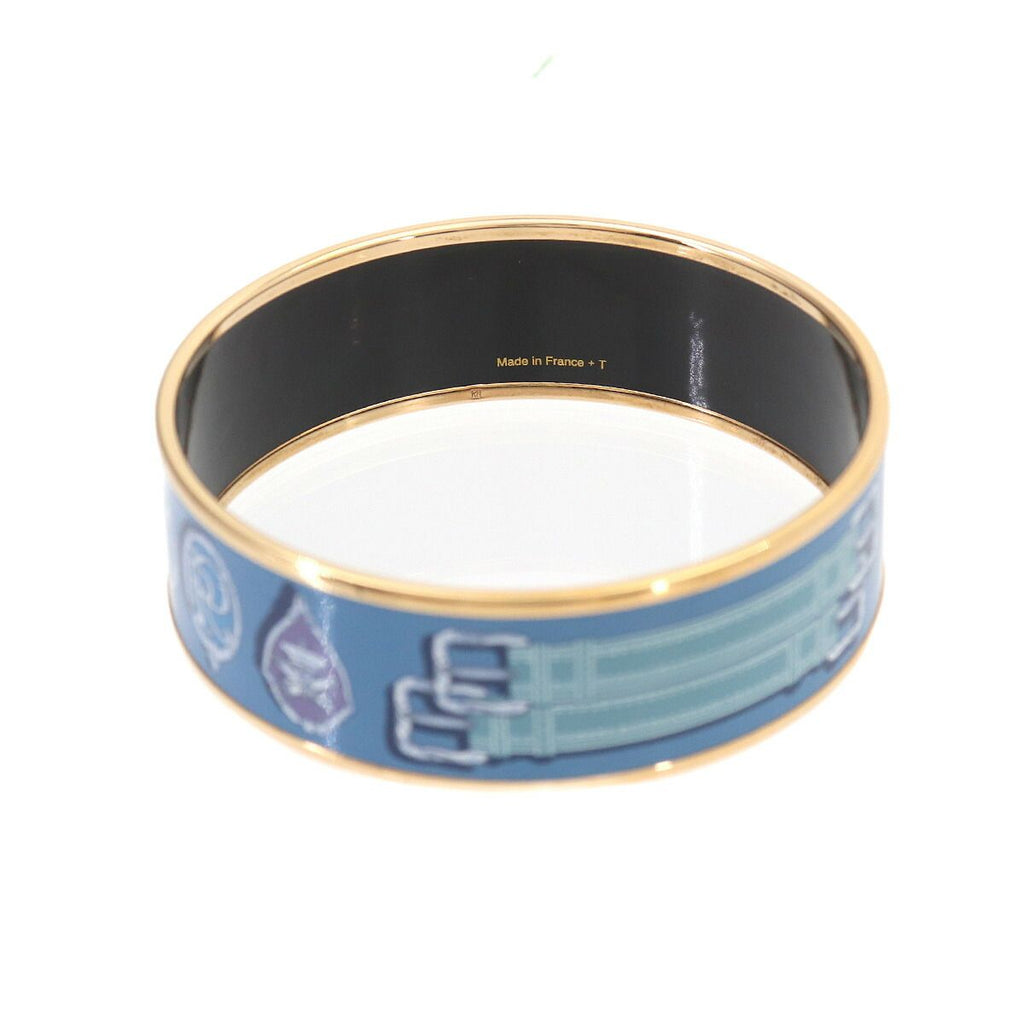 Hermes Enamel GM Bangle Bracelet Blue Multicolor Gold Email GM — view 2