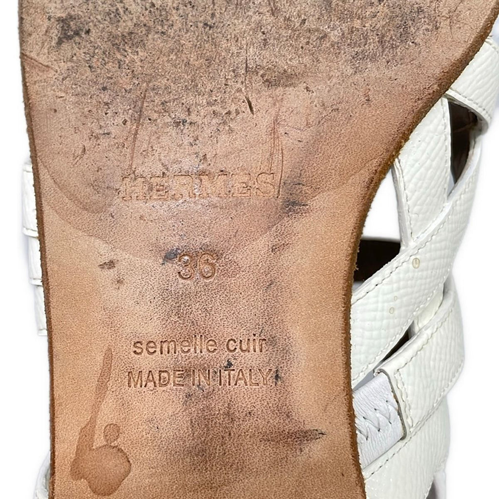 Hermes Sandals 36 Ivory Silver Kelly Thongsandals Leather — view 9