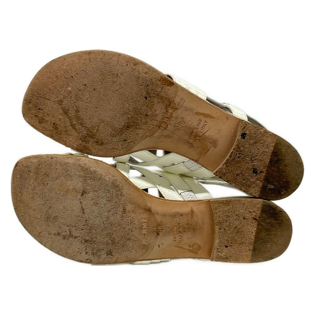 Hermes Sandals 36 Ivory Silver Kelly Thongsandals Leather — view 4