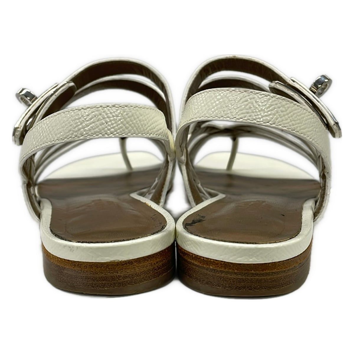Hermes Sandals 36 Ivory Silver Kelly Thongsandals Leather — view 3