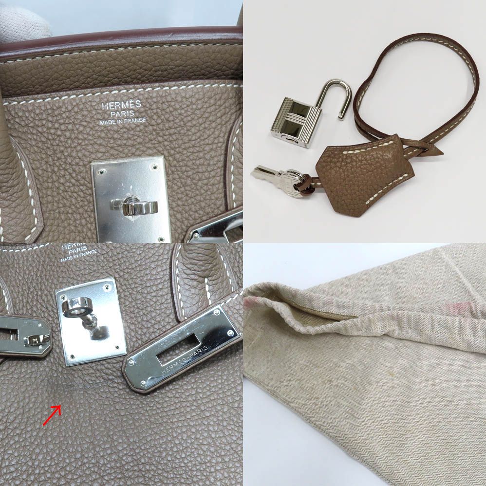 Hermes Birkin 30 Etoupe Togo Handbag Silver — view 8