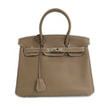 Hermes Birkin 30 Etoupe Togo Handbag Silver