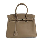 Hermes Birkin 30 Etoupe Togo Handbag Silver