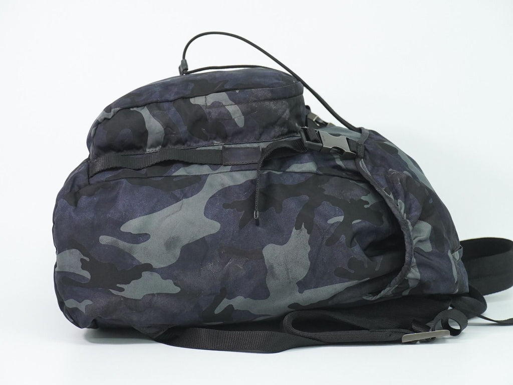 Prada Camouflage Pattern Backpack Nylon Navy — view 4
