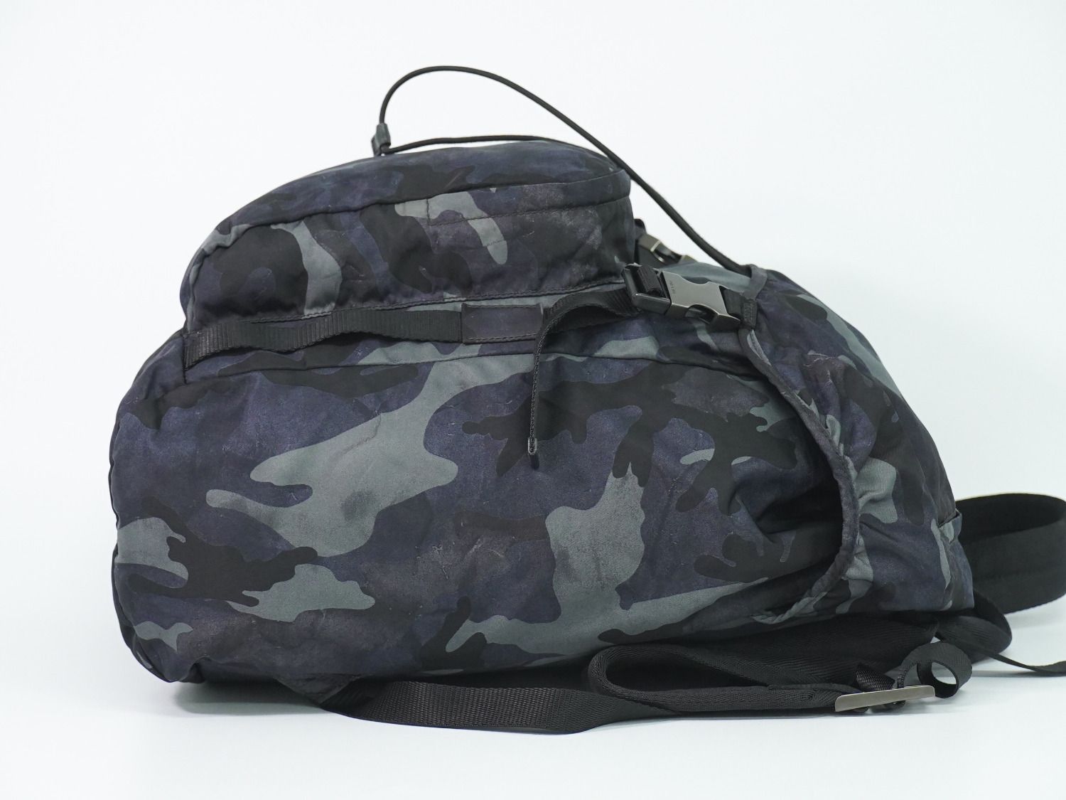 Prada Camouflage Pattern Backpack Nylon Navy — view 4