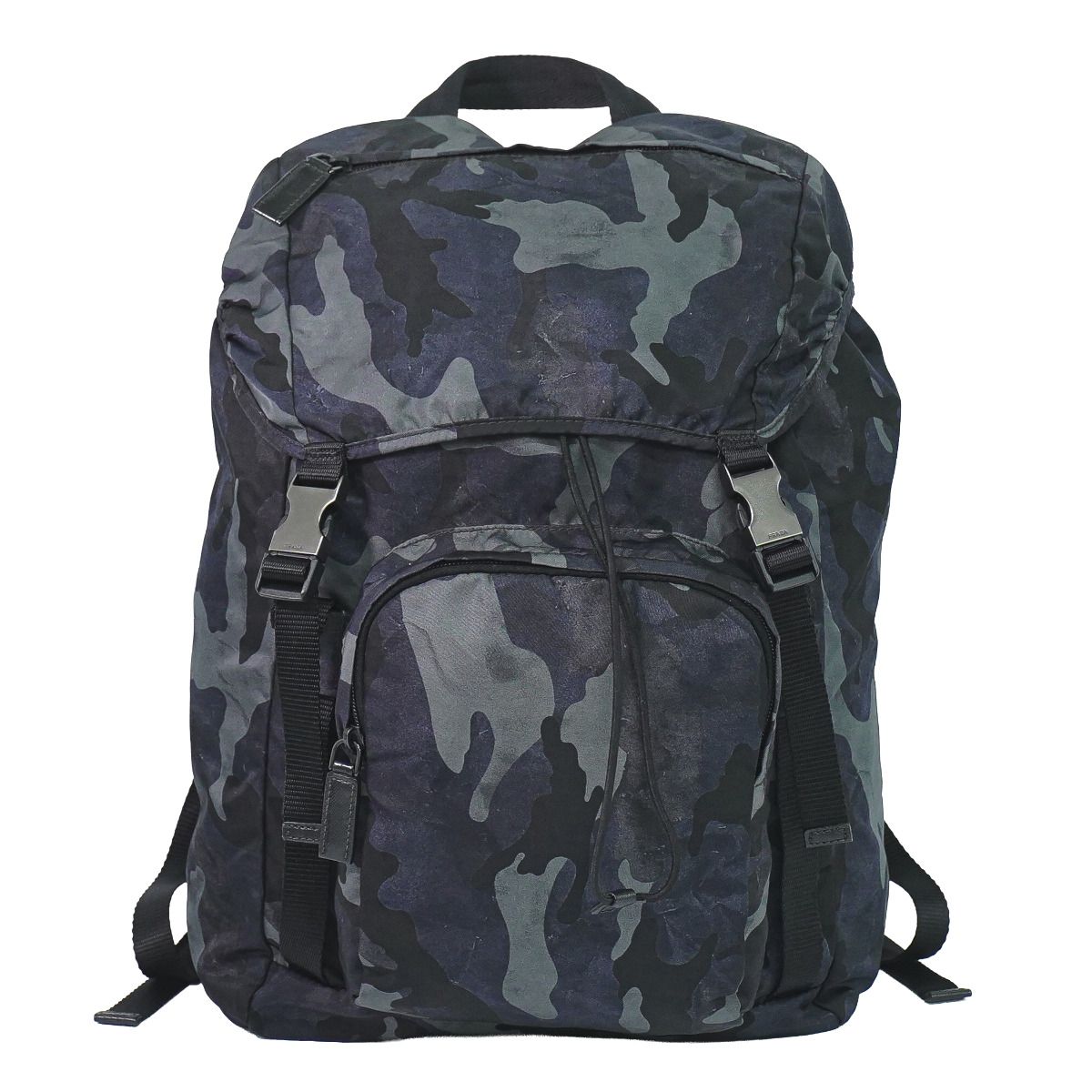 Prada Camouflage Pattern Backpack Nylon Navy