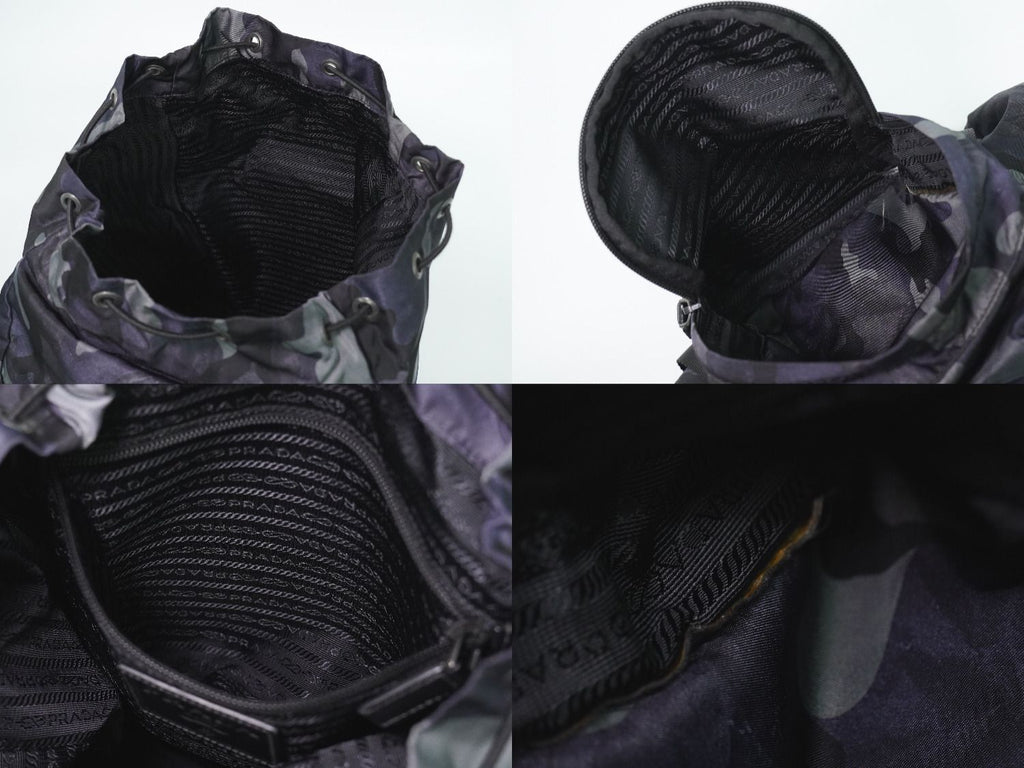 Prada Camouflage Pattern Backpack Nylon Navy — view 8