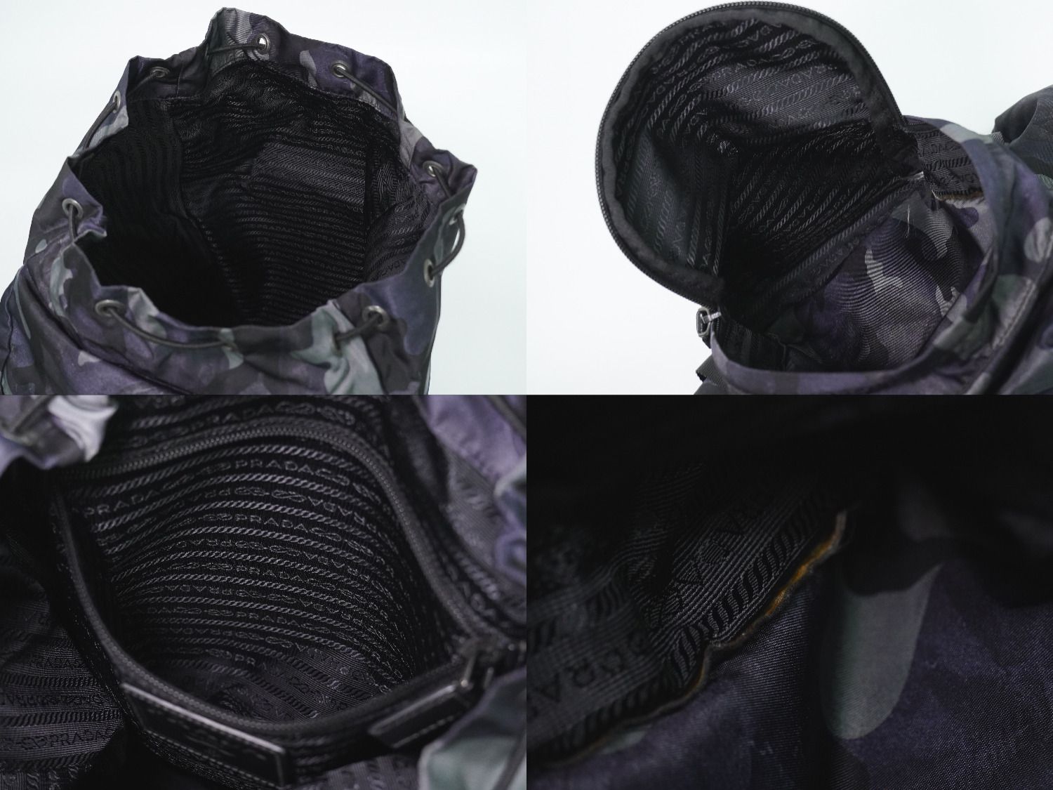 Prada Camouflage Pattern Backpack Nylon Navy — view 8