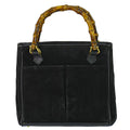 Gucci Bamboo Handbag Suede Leather Black