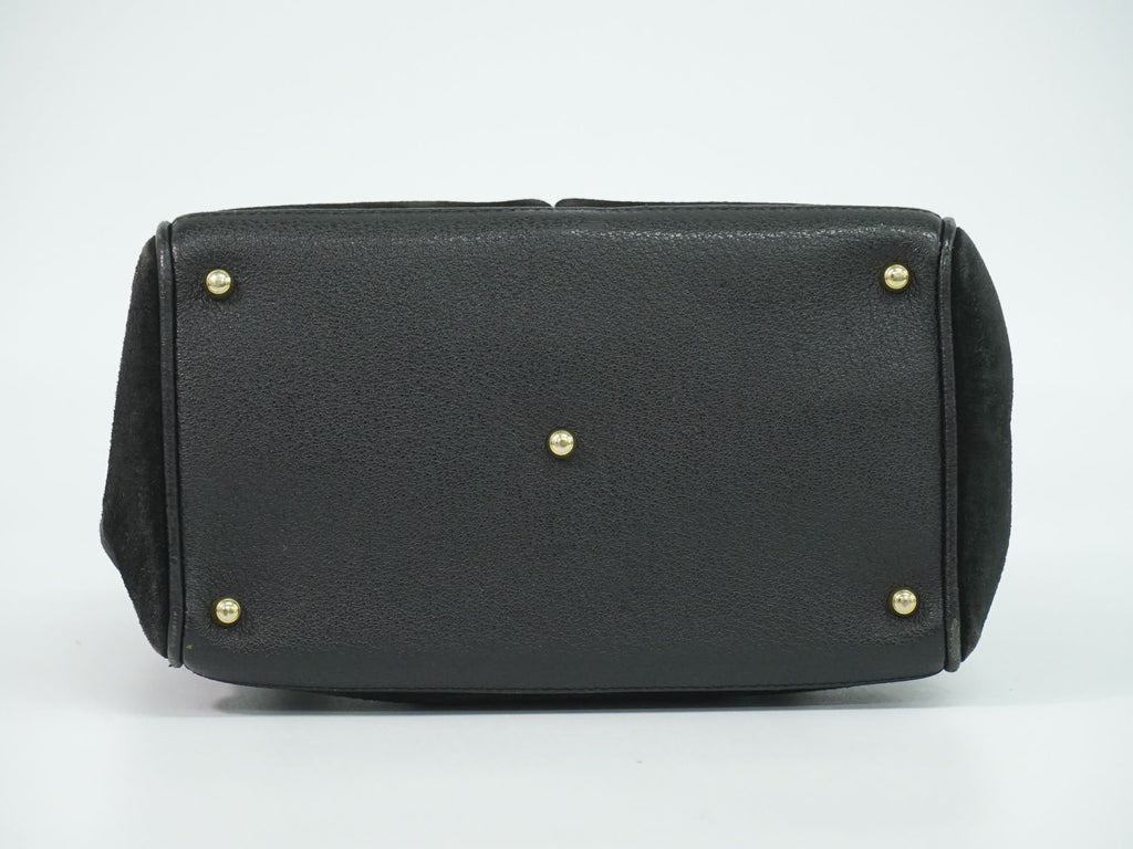 Gucci Bamboo Handbag Suede Leather Black — view 3