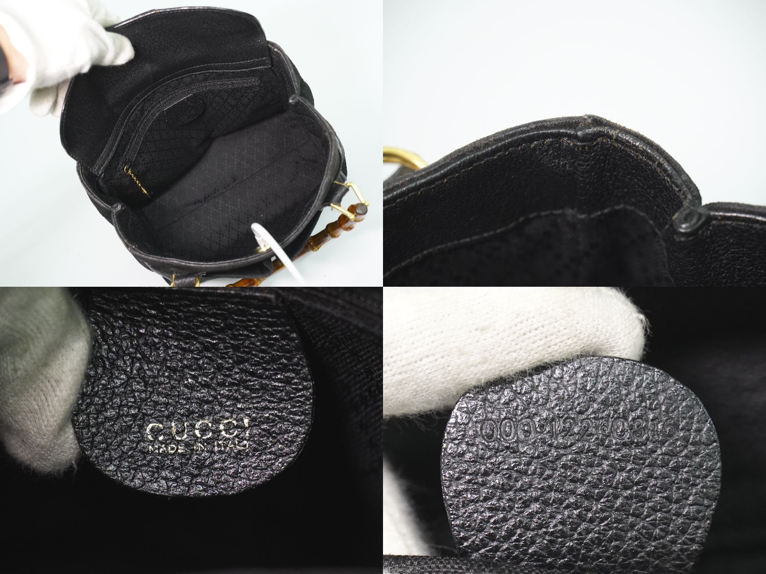 Gucci Bamboo Handbag Suede Leather Black — view 9