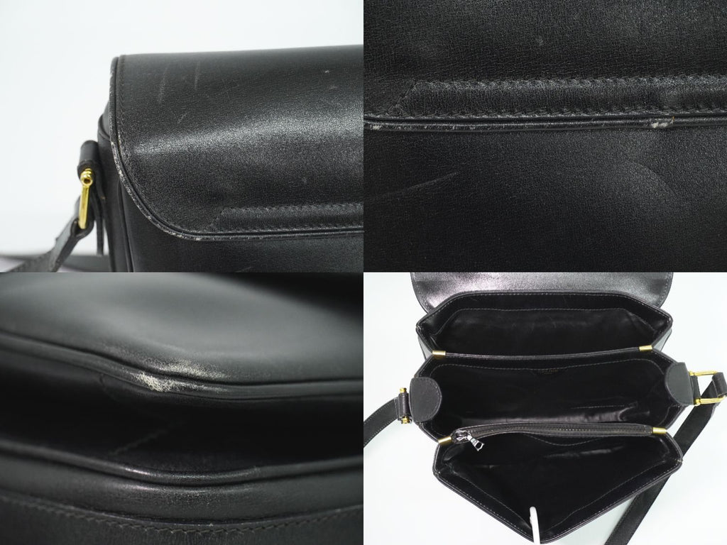 Celine Leather Shoulder Bag Pochette Black — view 8