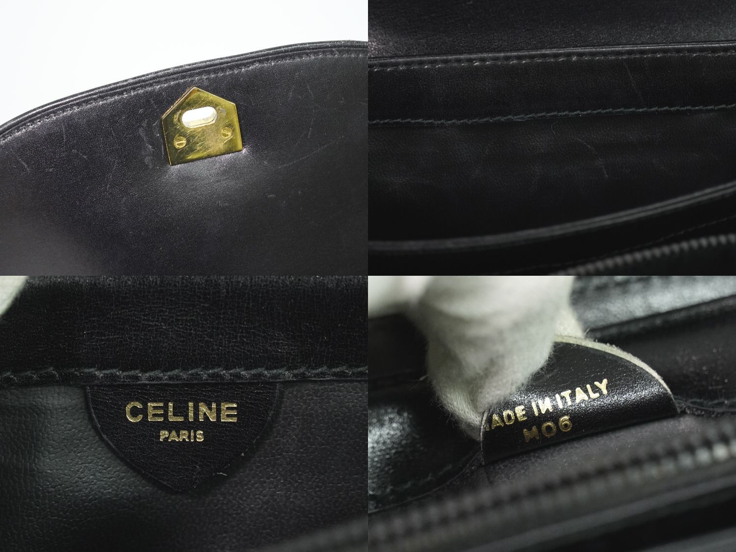 Celine Leather Shoulder Bag Pochette Black — view 9