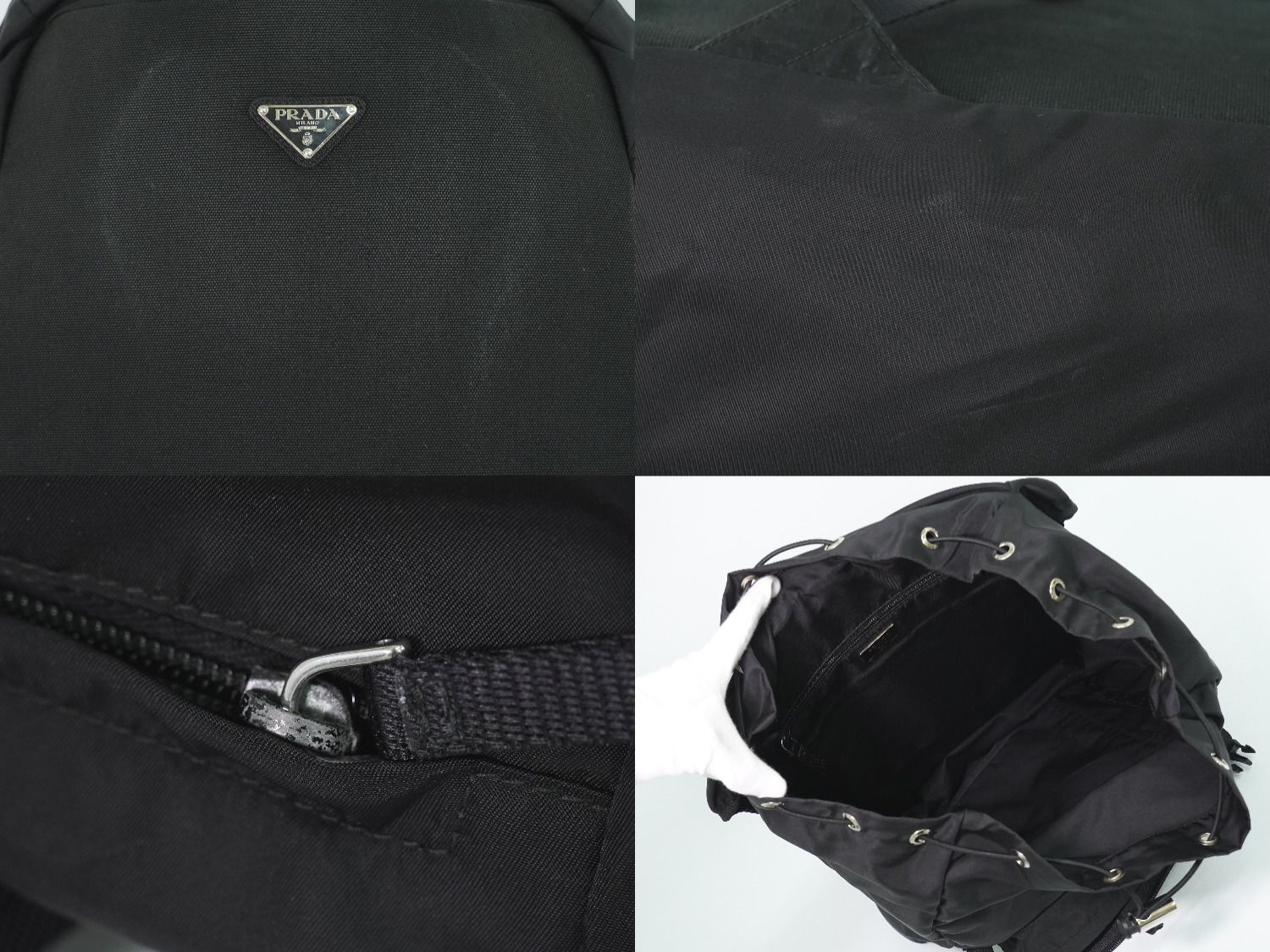 Prada Tessuto Montaigne Backpack Nylon Black Navy — view 7