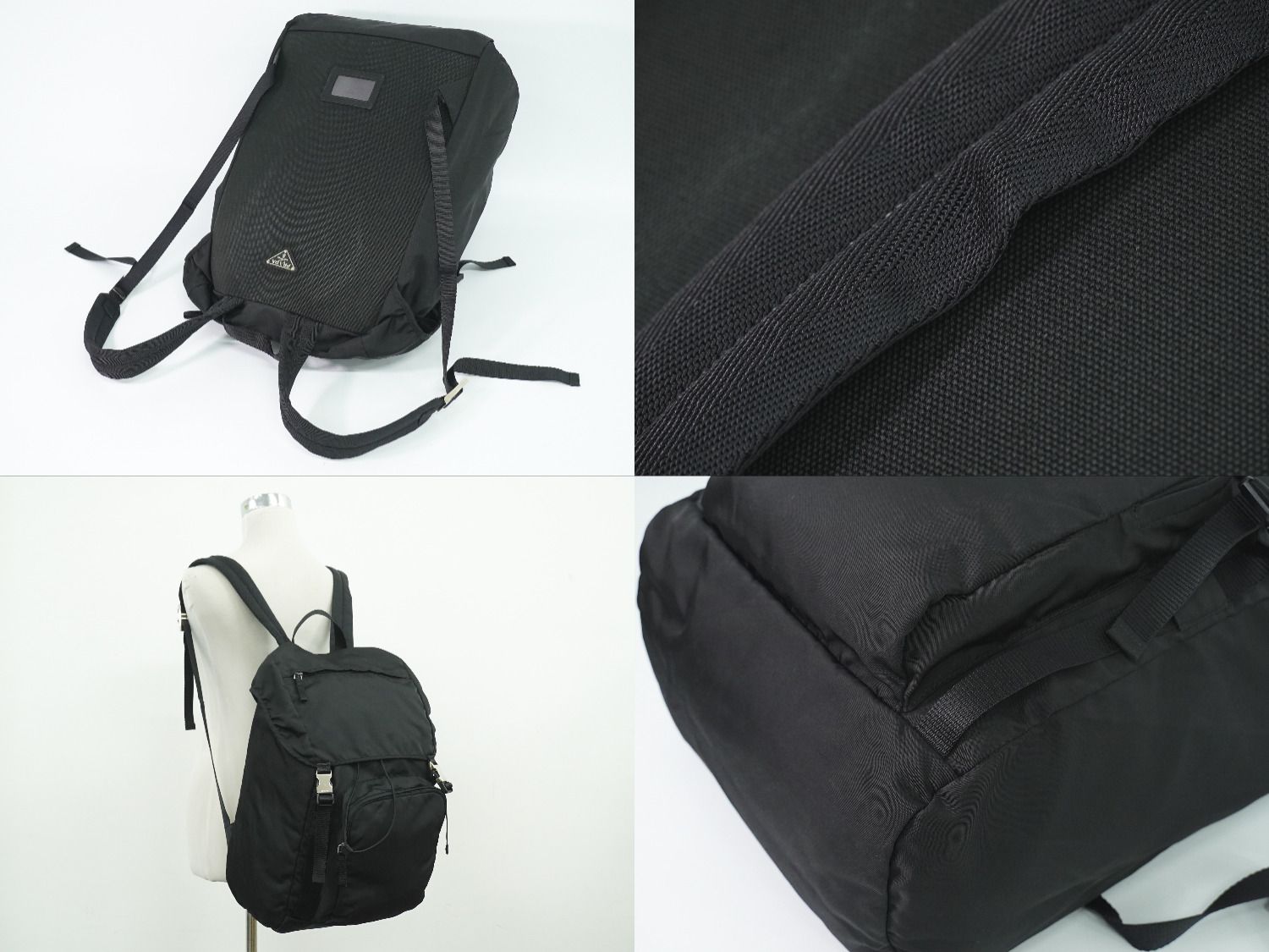 Prada Tessuto Montaigne Backpack Nylon Black Navy — view 6