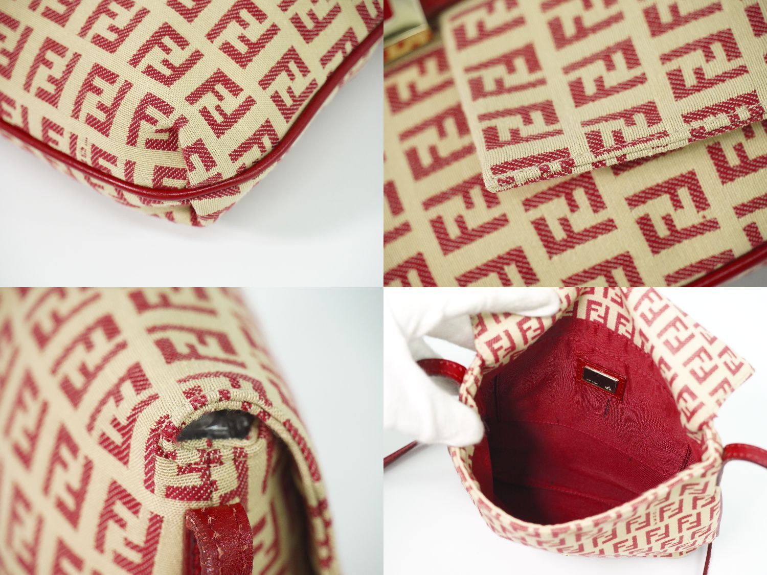Fendi Zucchino Shoulder Bag Pochette Canvas Beige — view 7