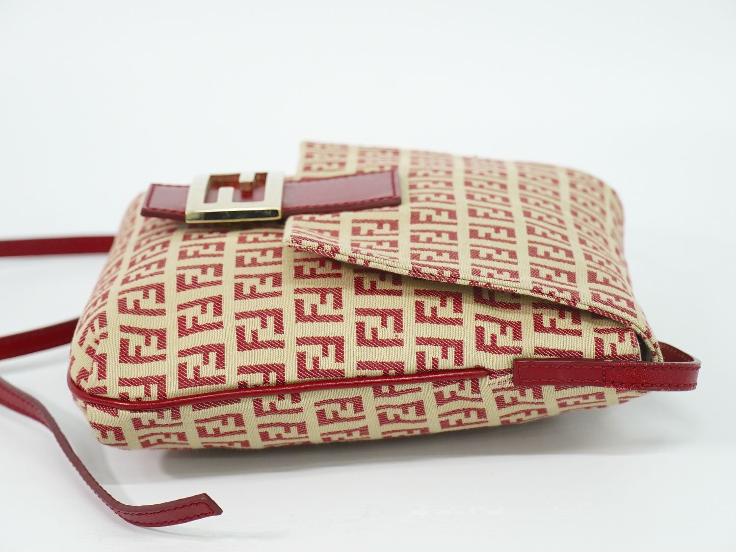 Fendi Zucchino Shoulder Bag Pochette Canvas Beige — view 4