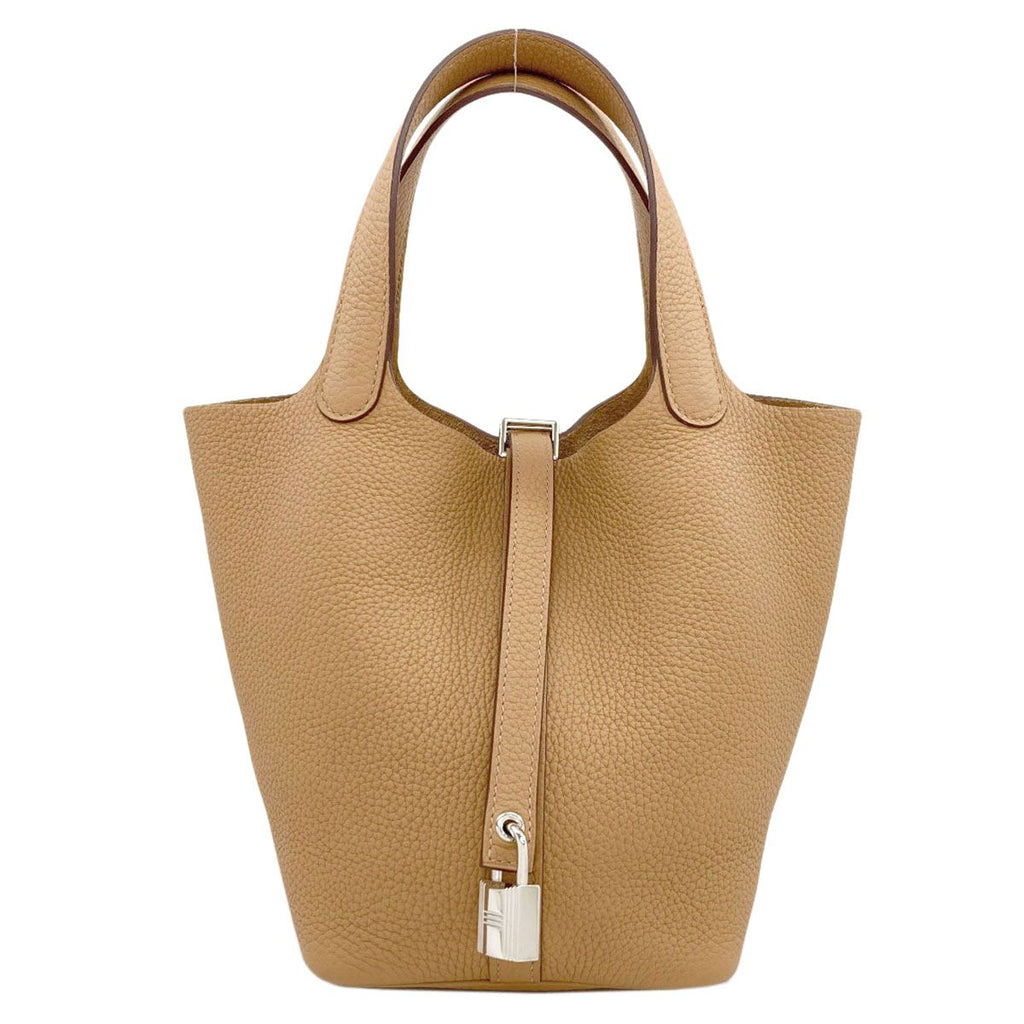Hermes Picotin Lock PM Biscuit Silver Handbag Taurillon