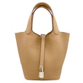 Hermes Picotin Lock PM Biscuit Silver Handbag Taurillon