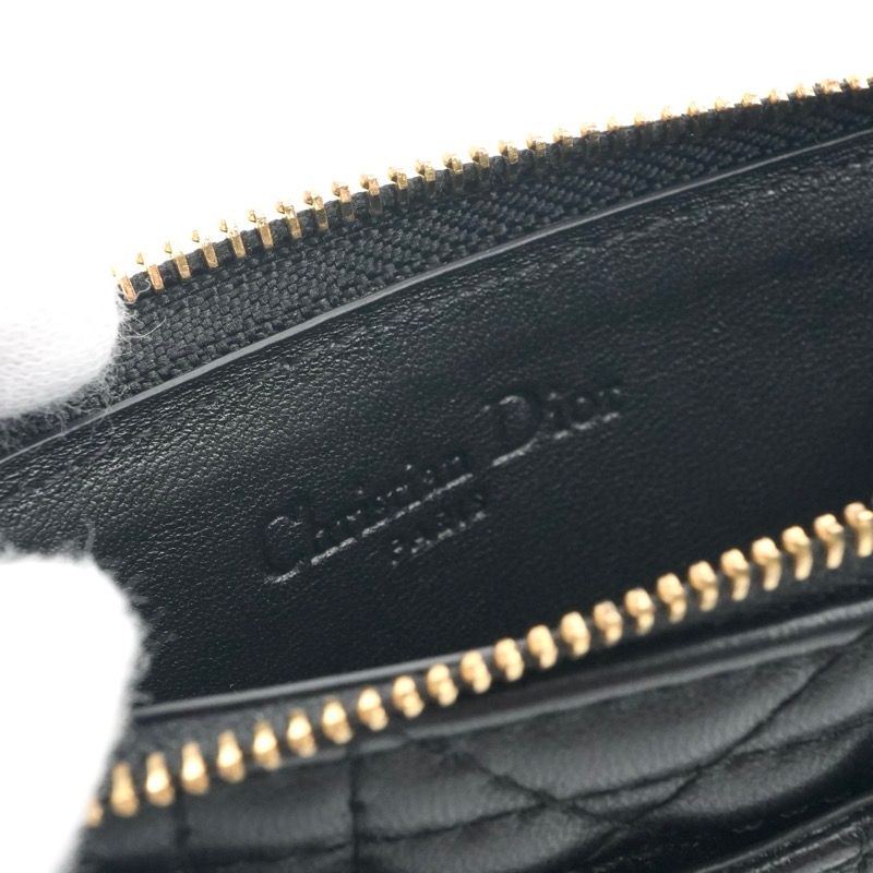 Dior Wallet Coin Case Black Gold Lady Cosmos Cannage Fragment Card — view 7