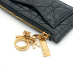 Dior Wallet Coin Case Black Gold Lady Cosmos Cannage Fragment Card — view 5