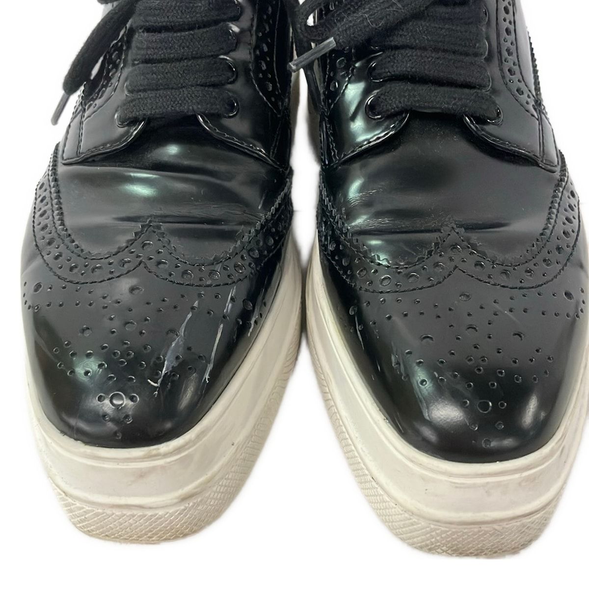 Prada Shoes 35 Black Wingtip Thick Sole Leather — view 9