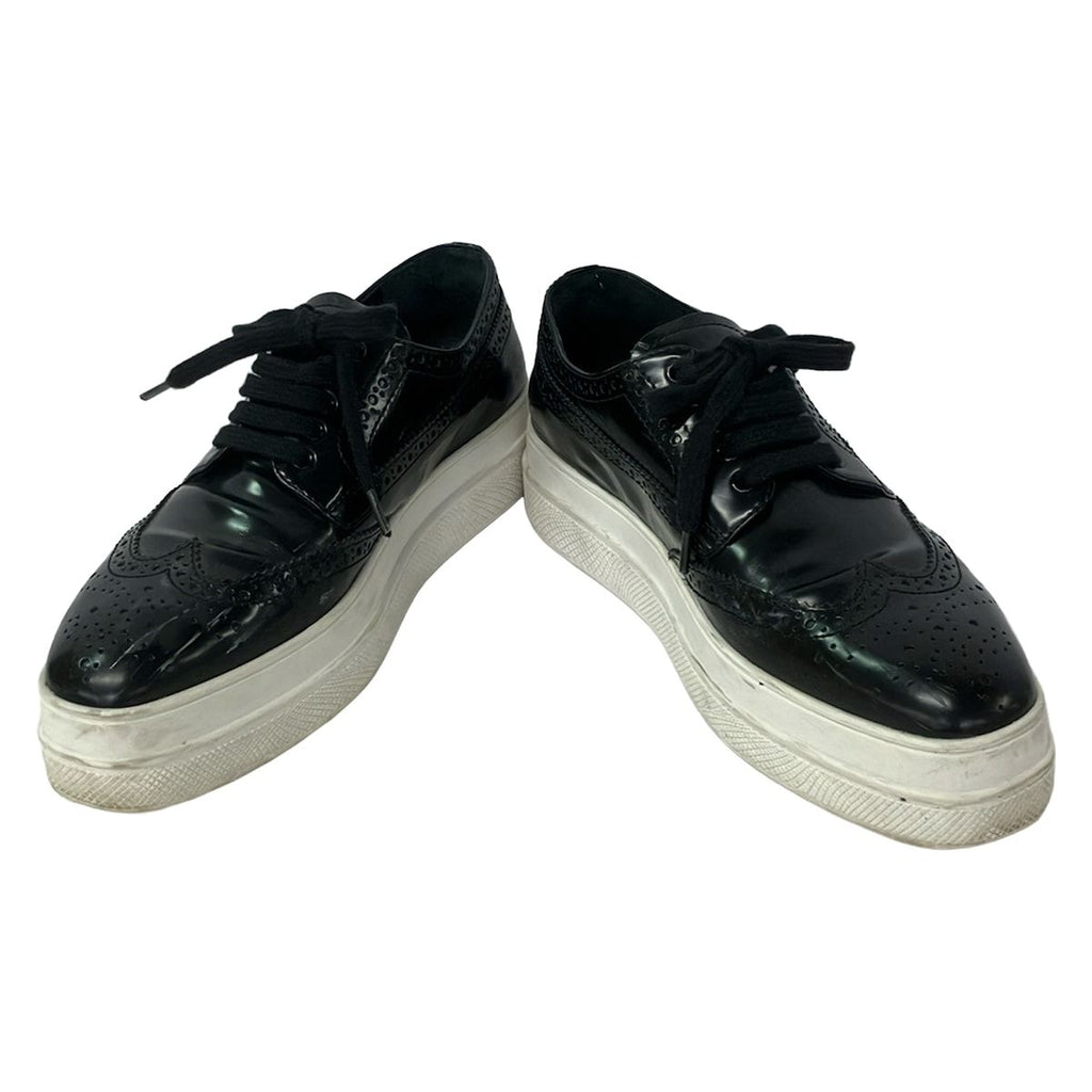 Prada Shoes 35 Black Wingtip Thick Sole Leather — view 2