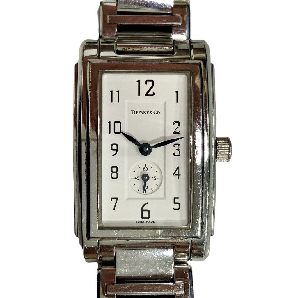 Tiffany & Co Grand Rectangular Watch SS Quartz White Dial