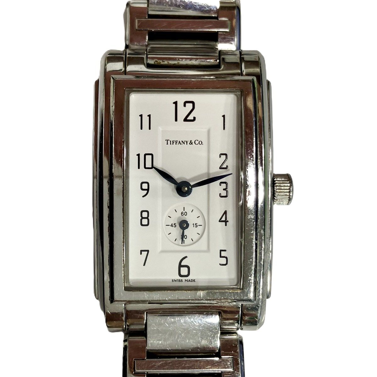 Tiffany & Co Grand Rectangular Watch SS Quartz White Dial