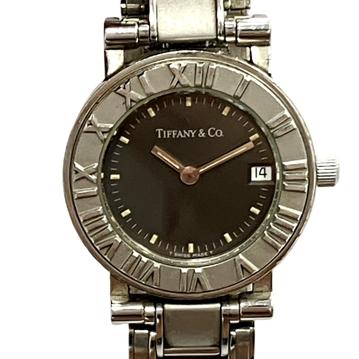 Tiffany & Co Atlas Watch SS Quartz Black Dial