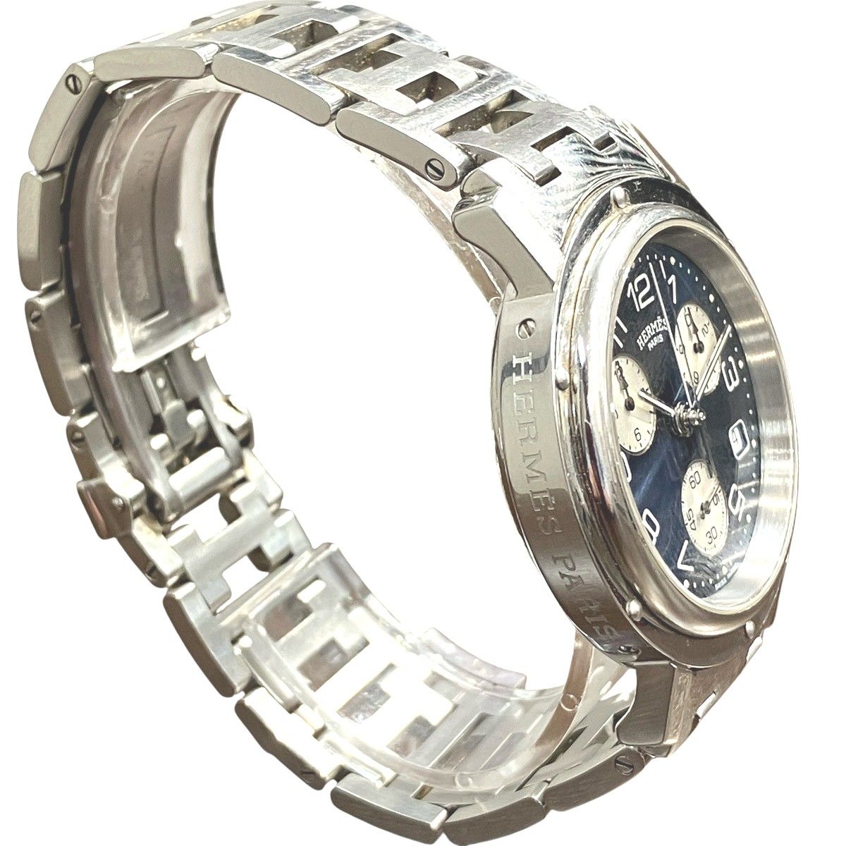 Hermes Clipper Watch SS Quartz Navy Dial — view 3