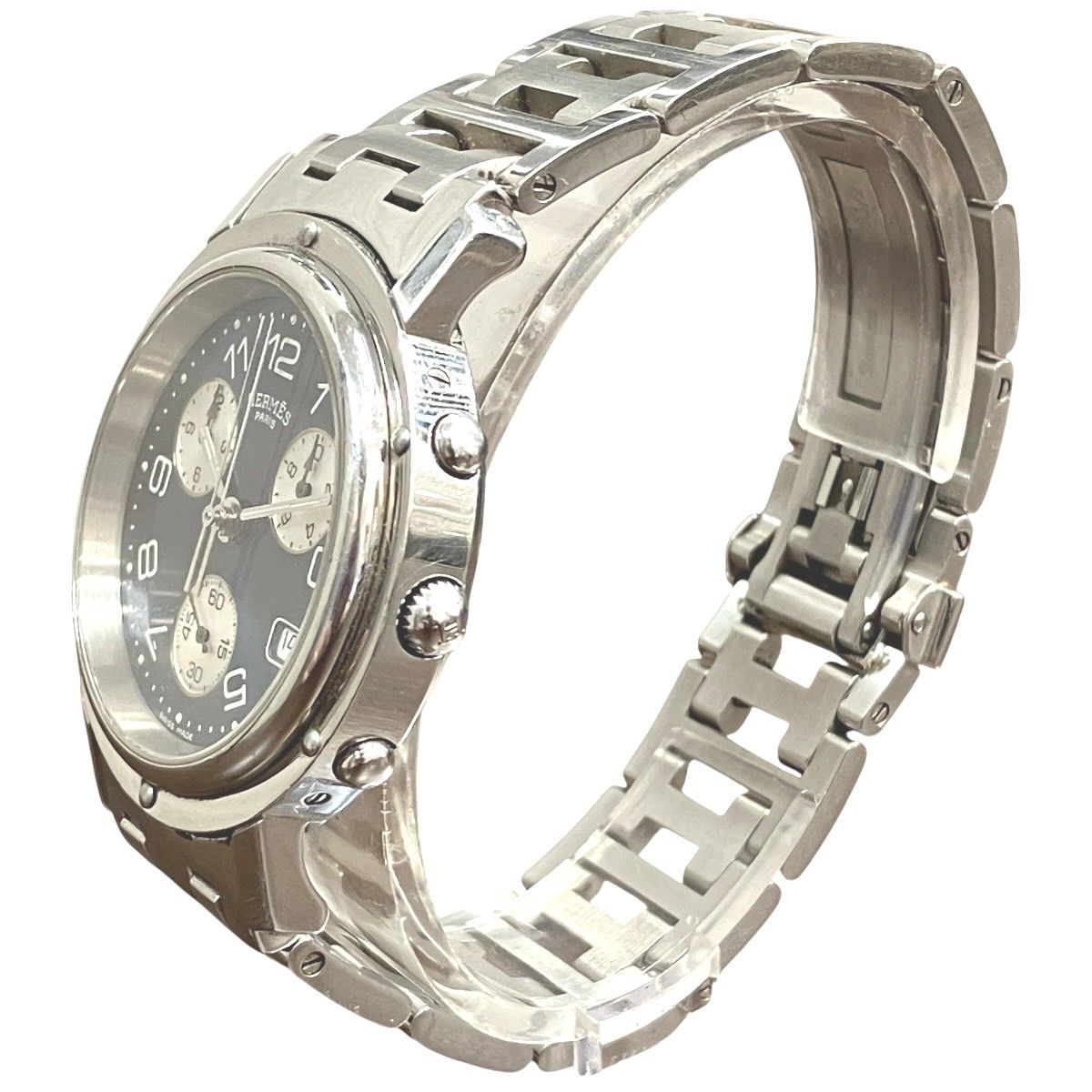Hermes Clipper Watch SS Quartz Navy Dial — view 2