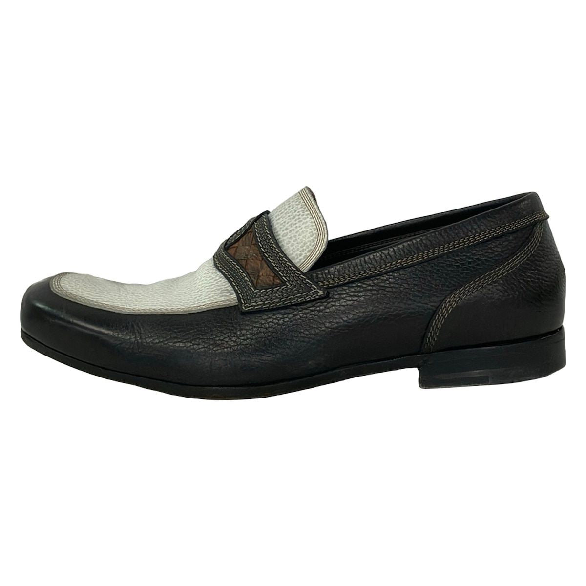 Bottega Veneta Loafers 42 Black White Brown Leather
