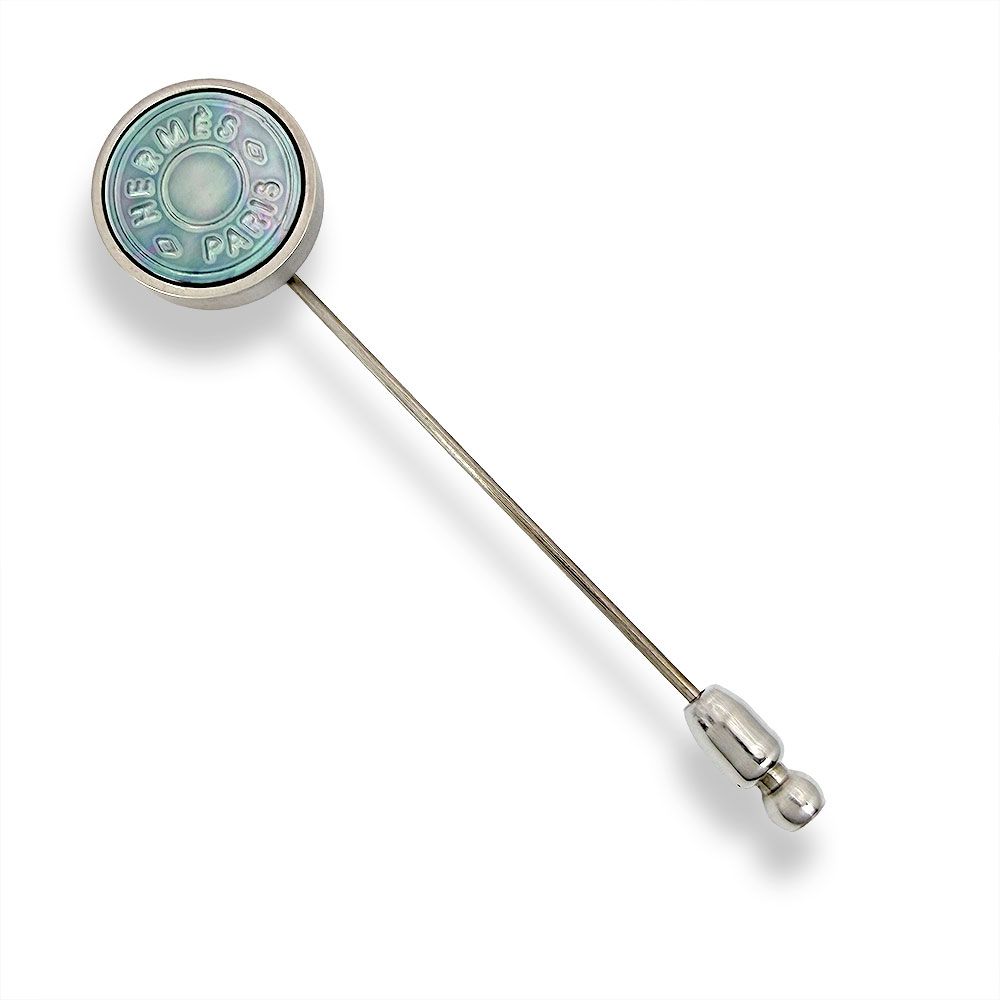 Hermes Black Shell Pin Brooch