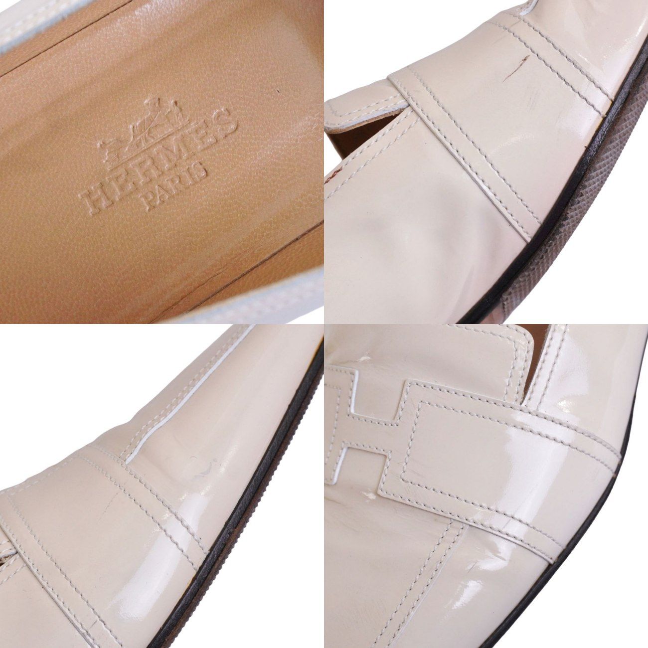Hermes Loafers Moccasins Logo Enamel Leather Shoes — view 9