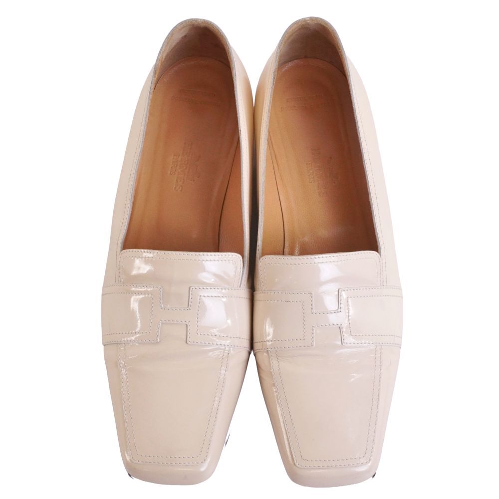 Hermes Loafers Moccasins Logo Enamel Leather Shoes — view 4