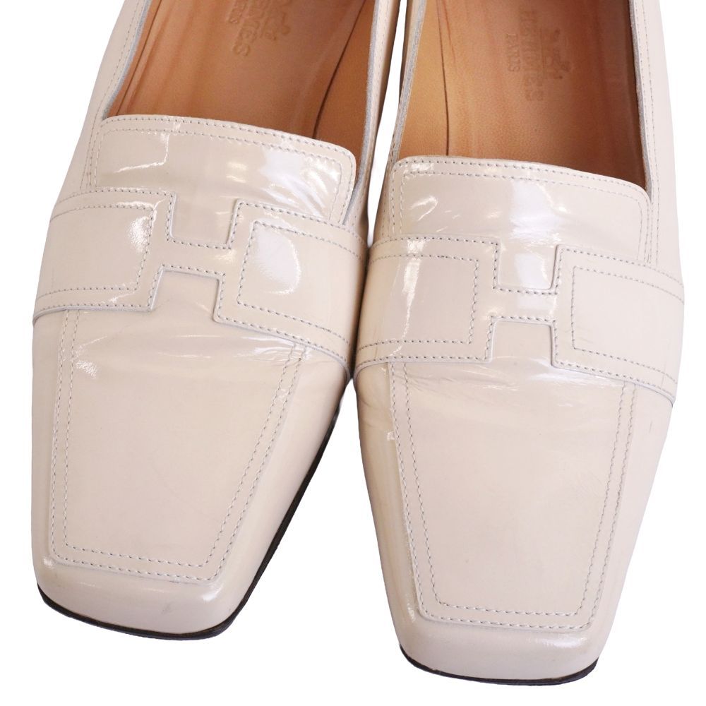Hermes Loafers Moccasins Logo Enamel Leather Shoes — view 3