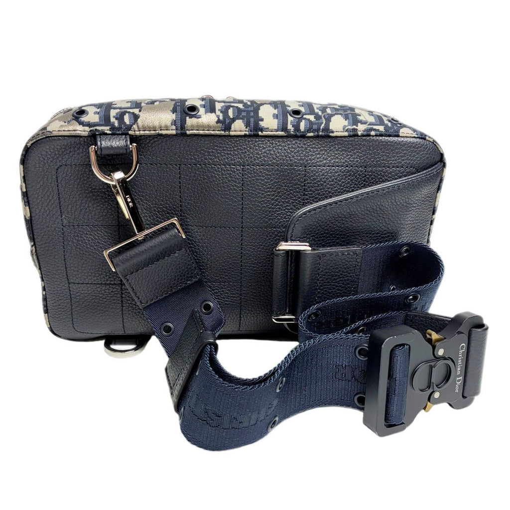 Dior Homme Belt Bag Oblique Jacquard Navy Beige — view 3