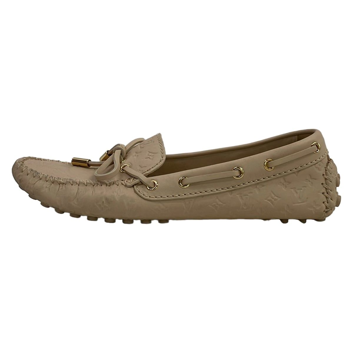 Louis Vuitton Driving Shoes 35.5 Gloria Line Light Pink Monogram Empreinte