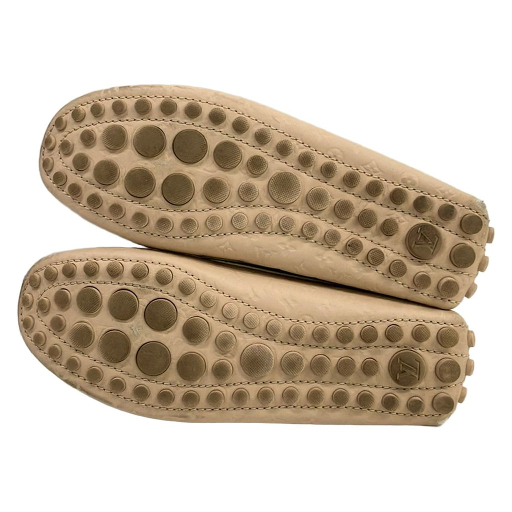 Louis Vuitton Driving Shoes 35.5 Gloria Line Light Pink Monogram Empreinte — view 4