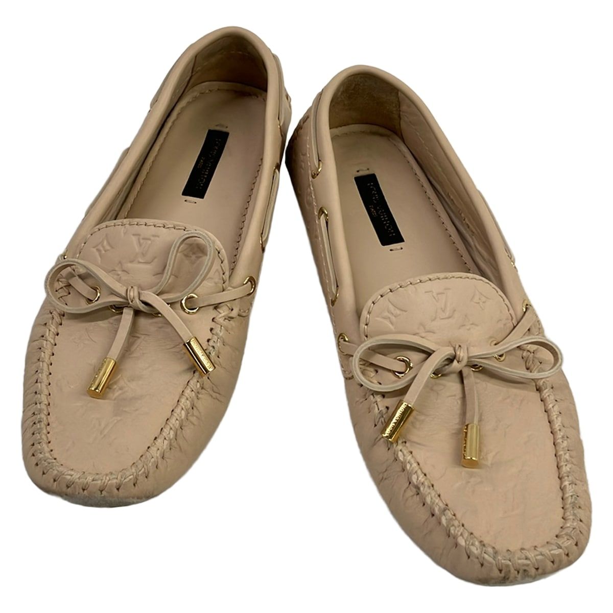 Louis Vuitton Driving Shoes 35.5 Gloria Line Light Pink Monogram Empreinte — view 2