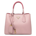 Prada Handbag 2-Way Double Bag Saffiano Cuir Leather Pink Gold