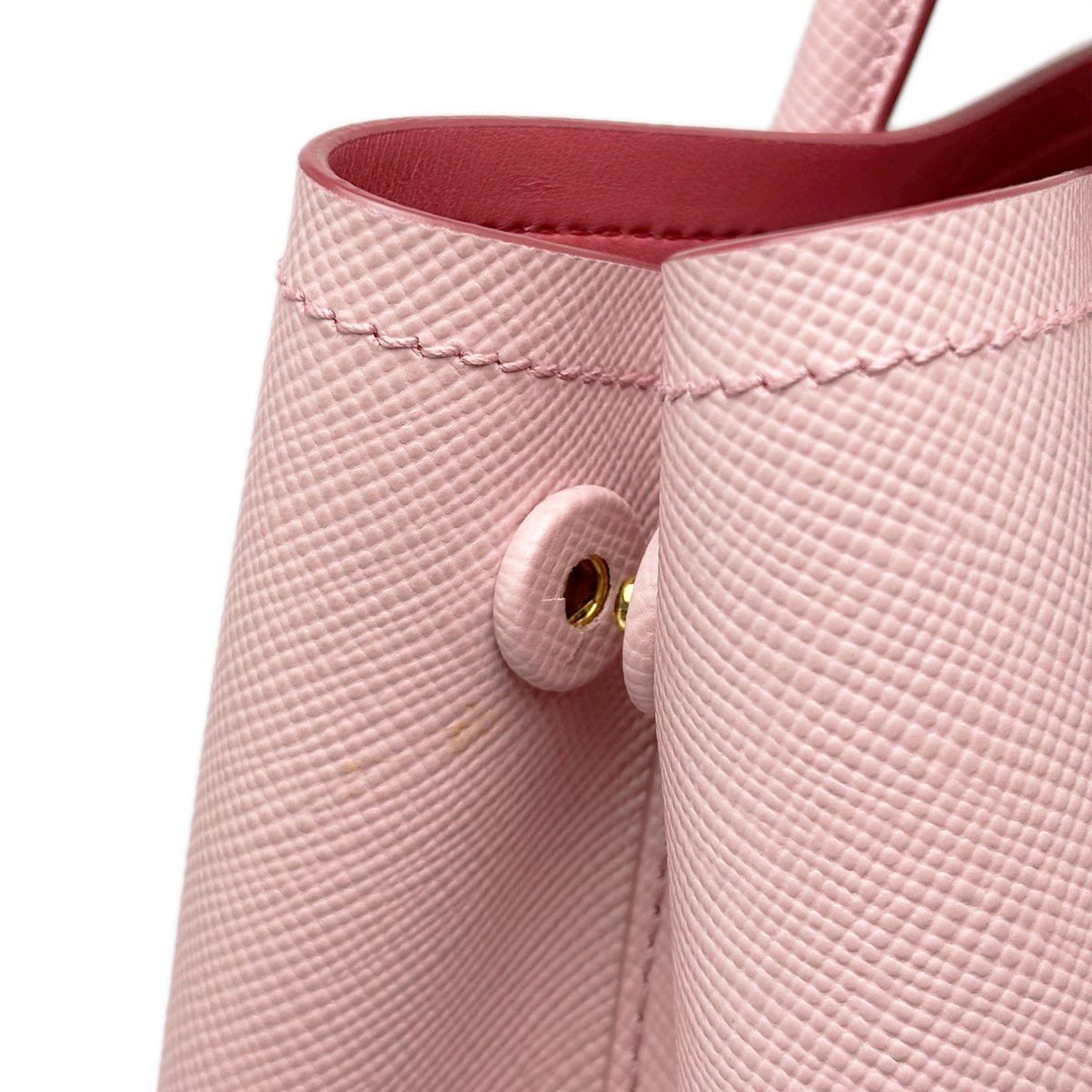 Prada Handbag 2-Way Double Bag Saffiano Cuir Leather Pink Gold — view 9